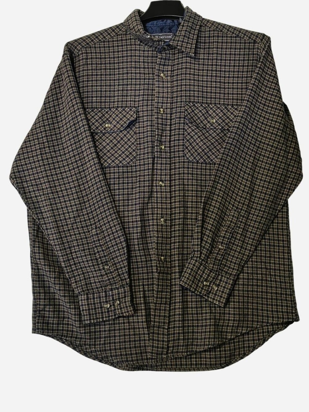 David Taylor Brown and Gray Plaid Long Sleeve Button-Down Shirt